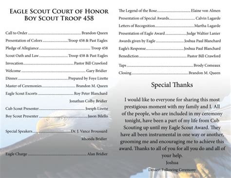 Printable Eagle Scout Court Of Honor Program Template